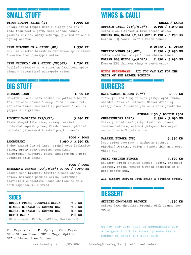 Brewdog Menu PDF