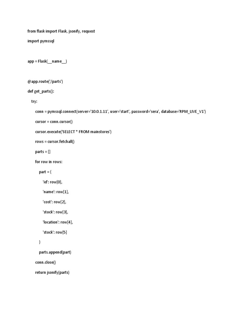Flask API To Fetch Data From MSSQL | PDF