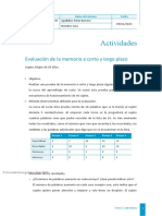 Actividades: Evaluación de La Memoria A Corto y Largo Plazo