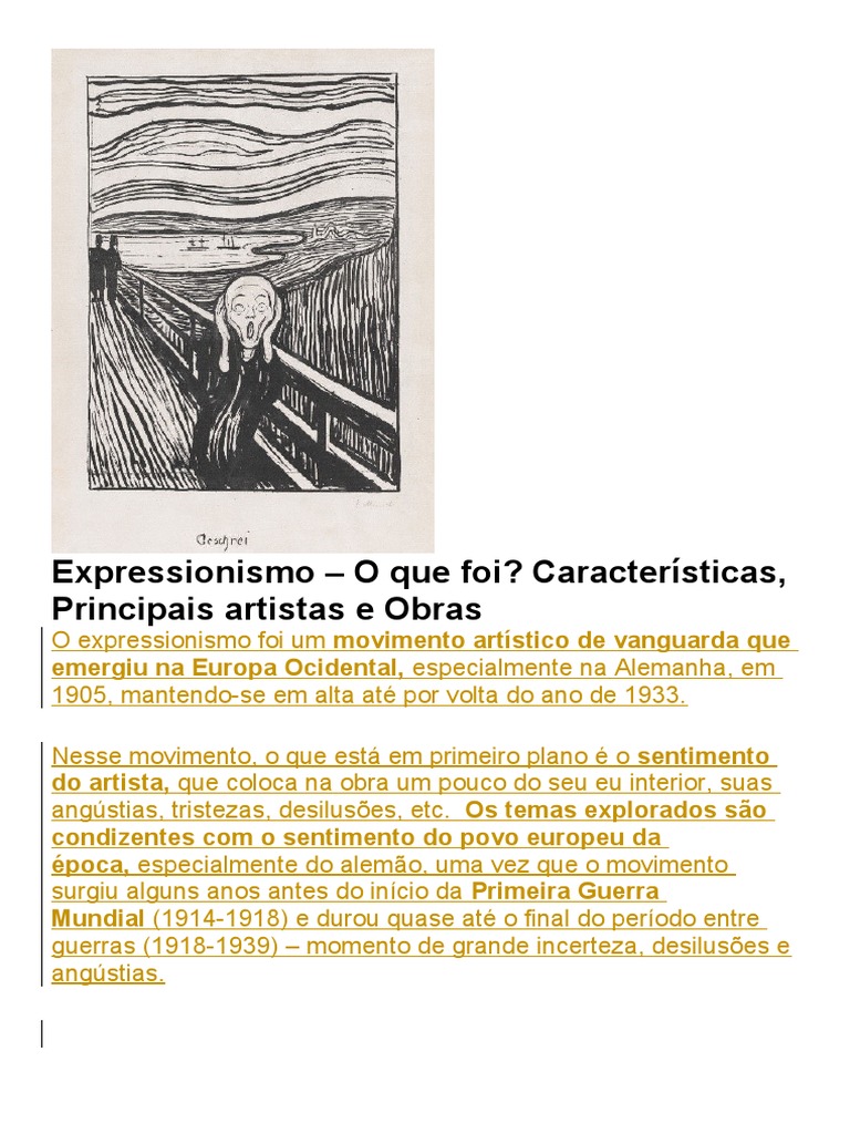 Expressionismo - O Que Foi? Características, Principais Artistas e ...