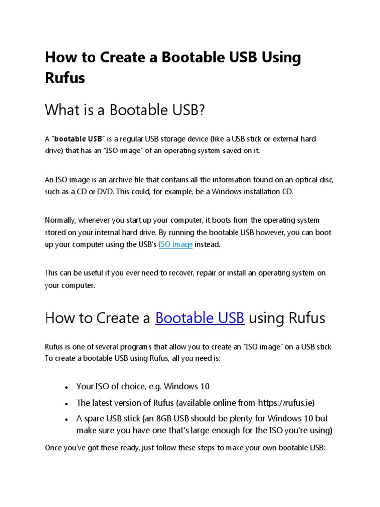 Creating a Bootable USB Drive Using Rufus to Install Operating Systems PDF Usb Flash Drive