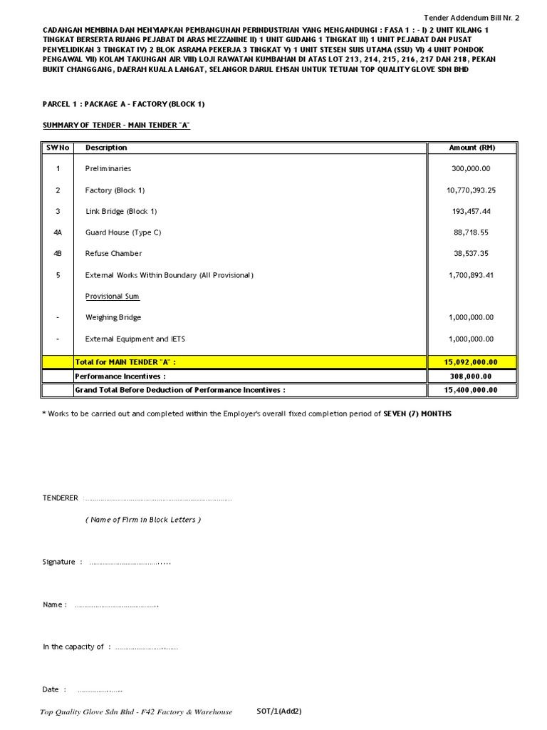 Tender Addendum for Factory Construction | PDF | Indemnity | Business