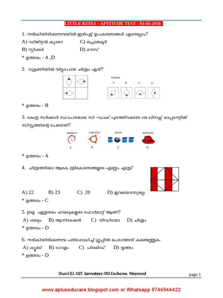 Little Kites - Aptitude Test - 03-03-2018 | PDF