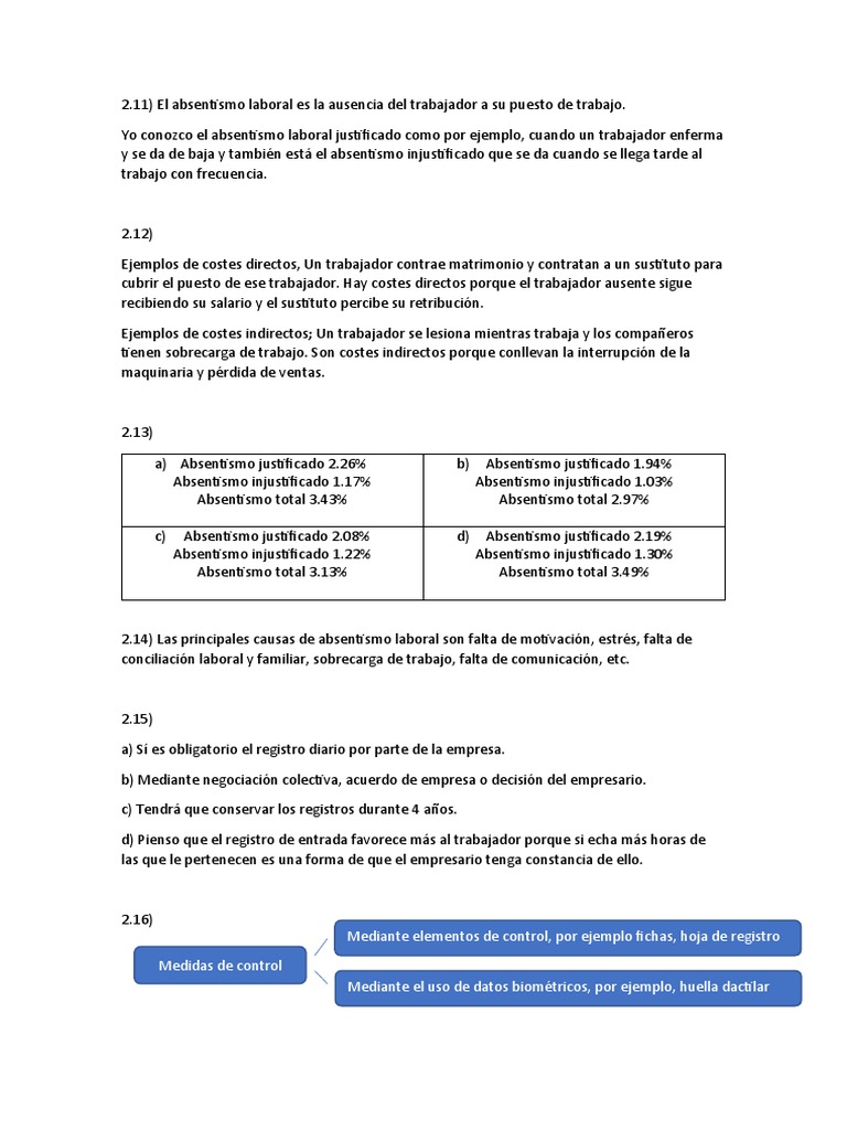 Ejercicios RRHH Y RSC 11-19 Pág. 40 y 41 | PDF