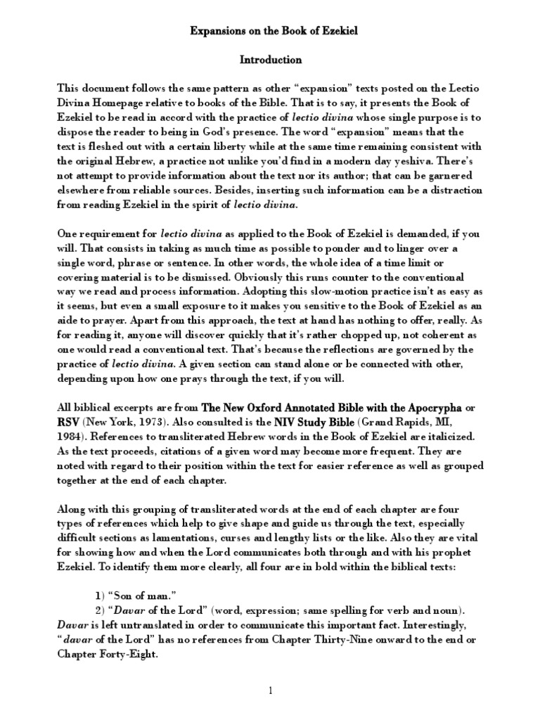 Expansions On The Book of Ezekiel 1 PDF Ezekiel Glory (Religion)