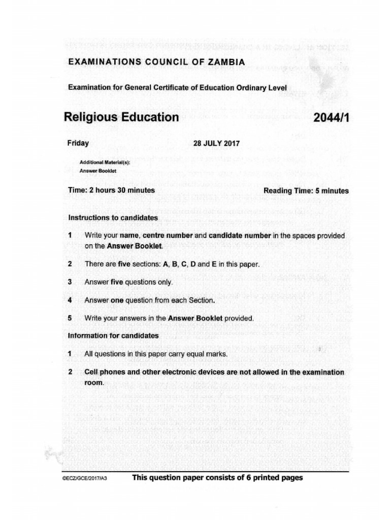 g12 Re-2044 p1 2017 Gce | PDF