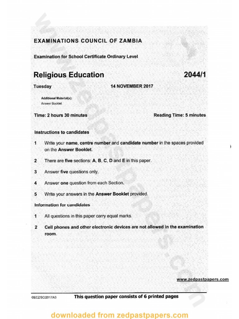 Re 2044 Paper 1 2017 | PDF