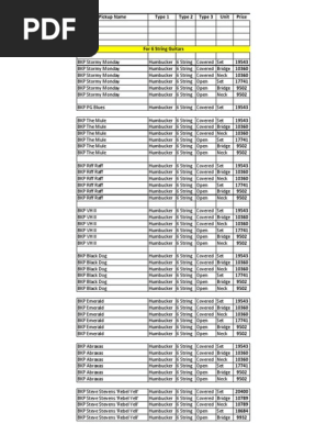 Price List 6 String Humbuckers