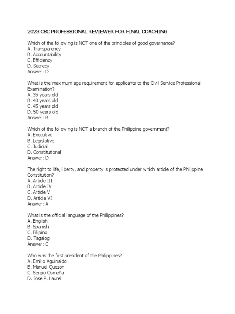 2023 CSC Professional Reviewer For Final Coaching | PDF | Argument ...