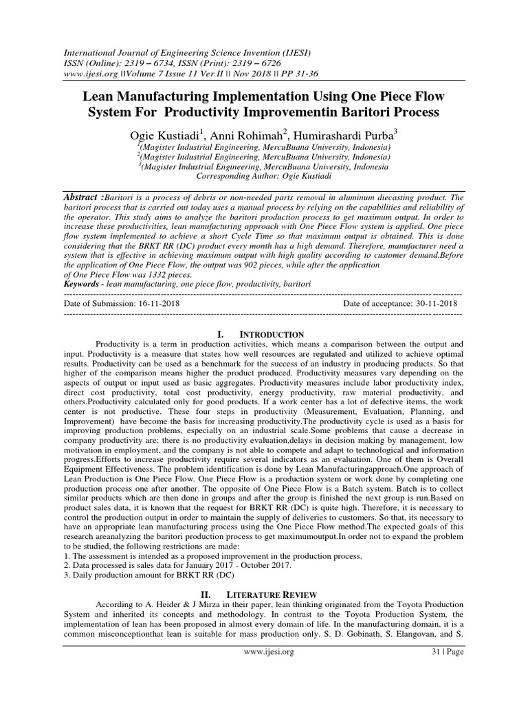 1 Piece Flow Pdf Lean Manufacturing Machining