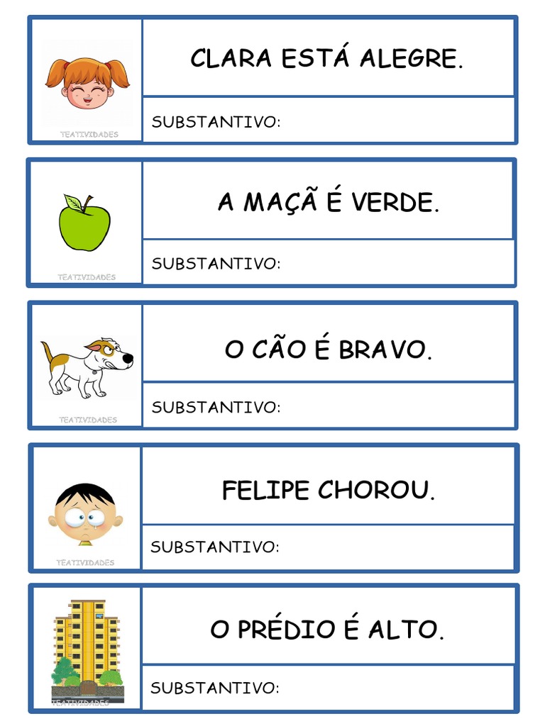 Atividade Substantivo TEAtividades | PDF