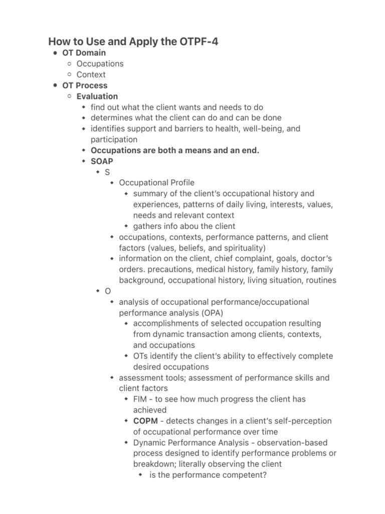 Applying the OTPF-4 in Occupational Therapy | PDF | Evaluation ...