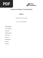 Data Analytics Module 1 Lesson 6 Summary Notes