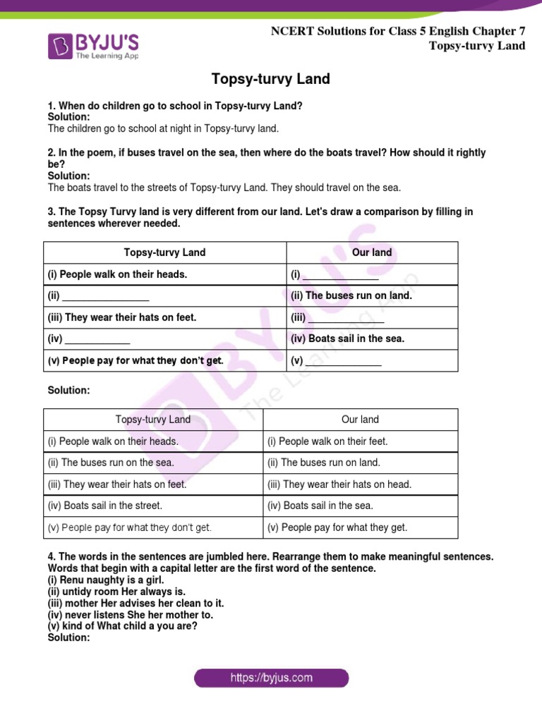 Ncert Solutions Class 5 English Chapter 7 Pdf