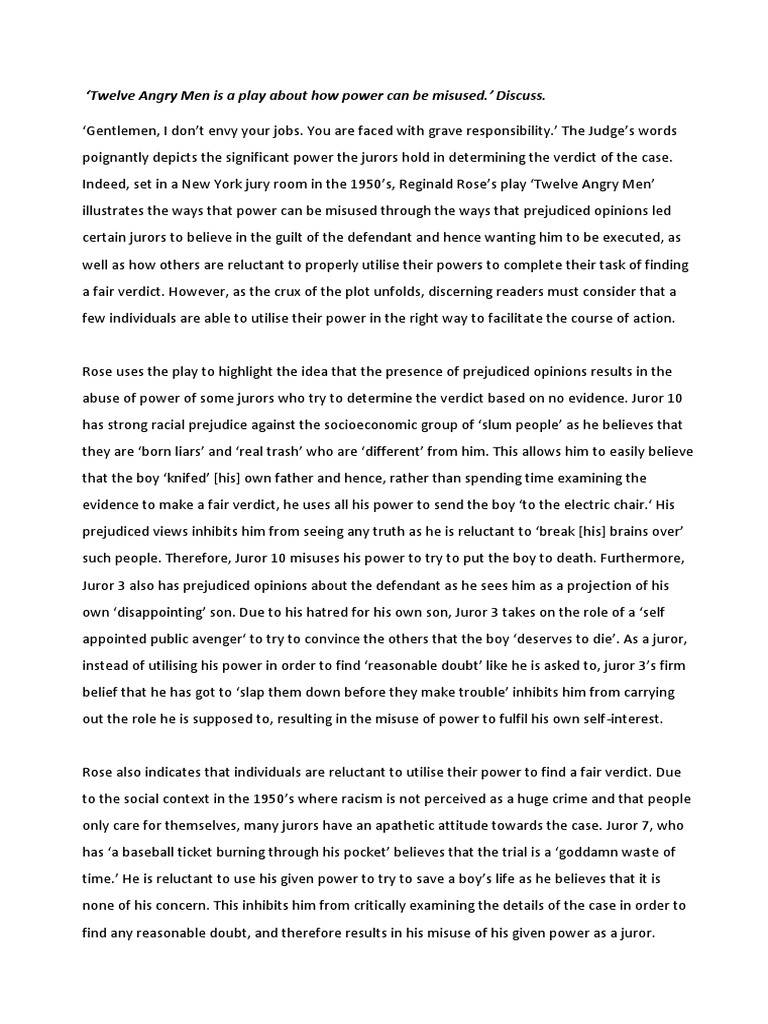 Sample Essay PDF Verdict Prejudices