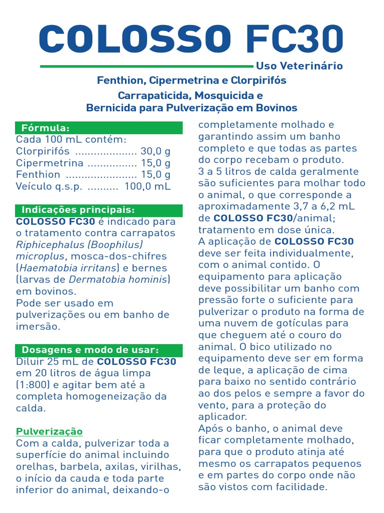 Carrapaticida e Mosquicida COLOSSO FC30 | PDF | Leite