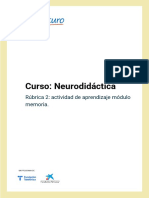 Curso: Neurodidáctica: Rúbrica 2: Actividad de Aprendizaje Módulo Memoria