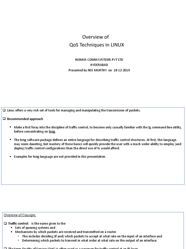 QoS Techniques for Linux Traffic Control | PDF | Transmission Control ...