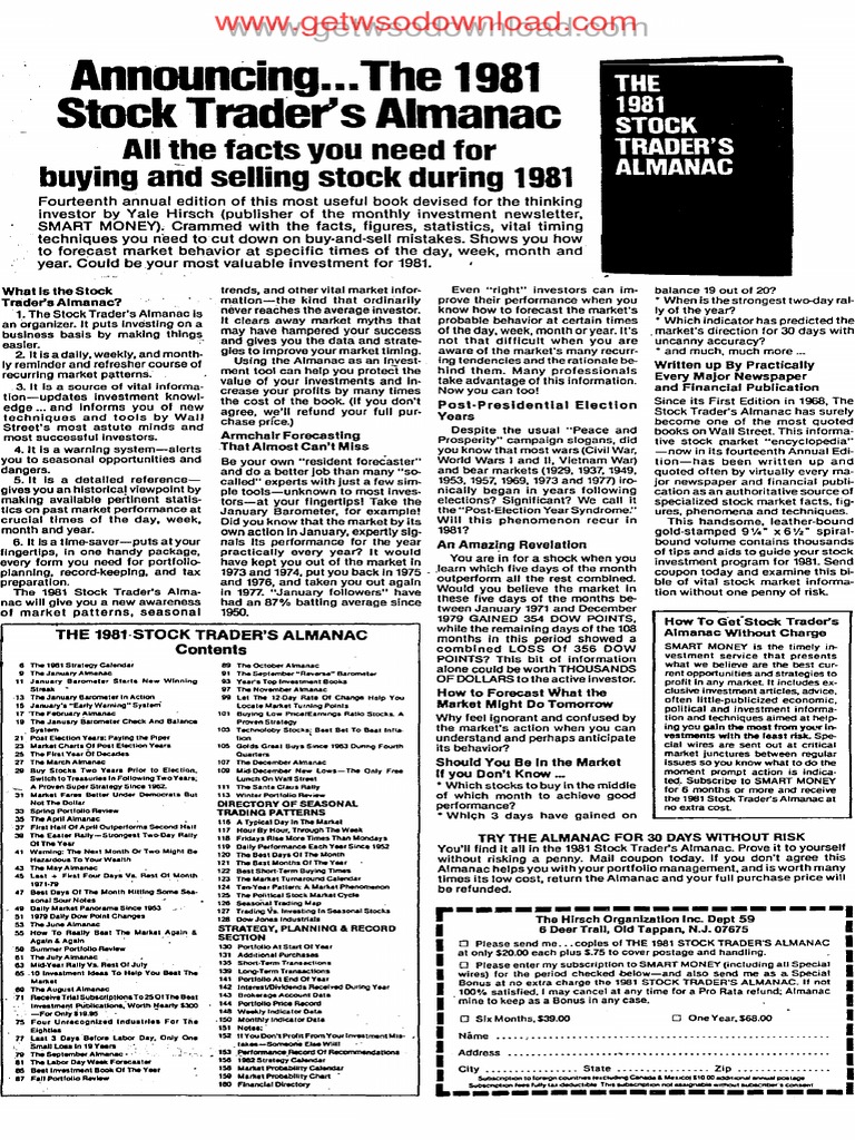1981 Stock Traders Almanac PDF Investing Stock Trader
