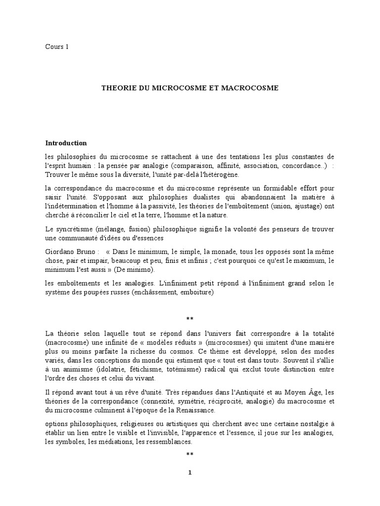 Théorie du Microcosme et Macrocosme | PDF | Infini | Dieu