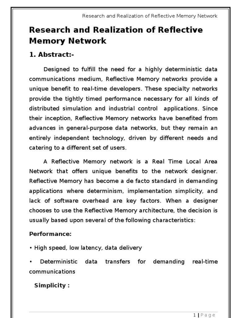 Reflective Memory Networks Overview | PDF | Computer Network | Random ...