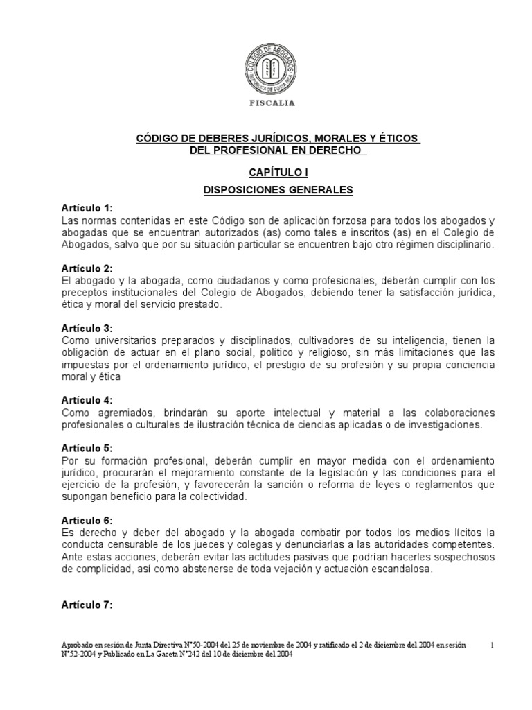 cÓdigo de Deberes JurÍdicos Estatuto de limitaciones