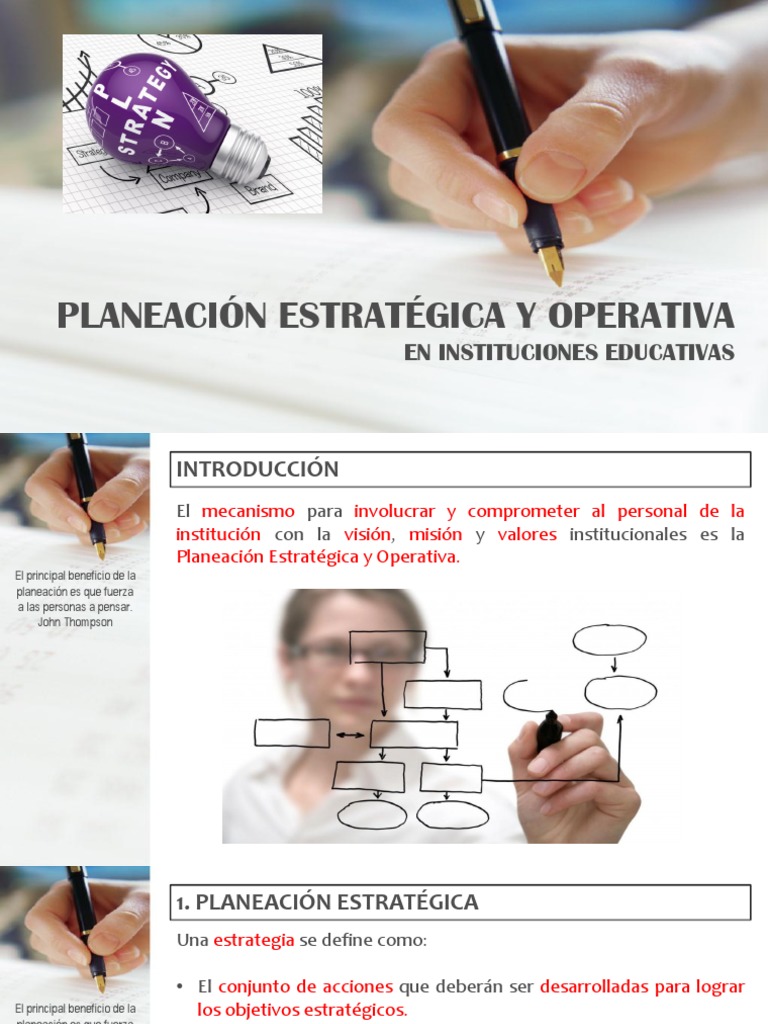 Planeación Estratégica y Operativa en Instituciones Educativas | PDF ...