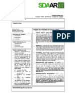 Thesis Platforms of Excellence: Thesis Form 09.0 Thesis Topic Approval Summary Sheet Thesis Proponent