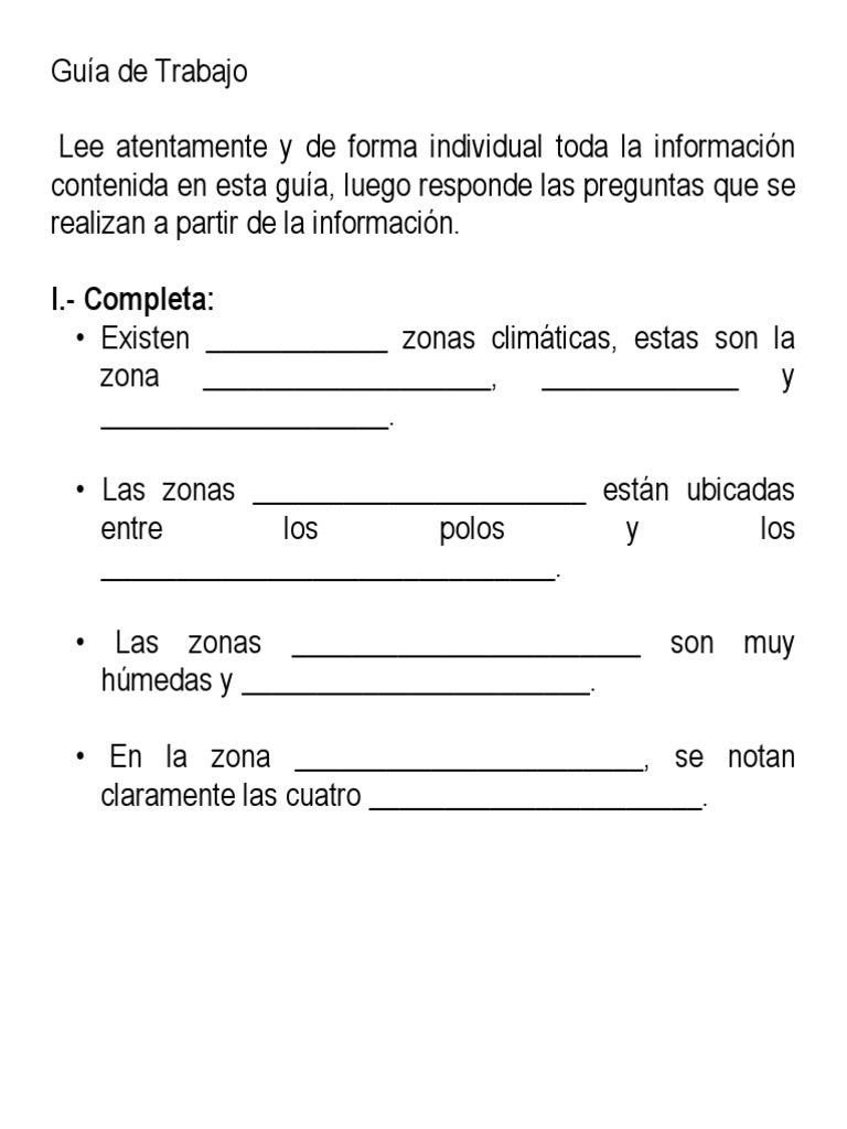 Guía de Trabajo Zonas Climáticas | PDF | Hogar, jardinería y bricolaje