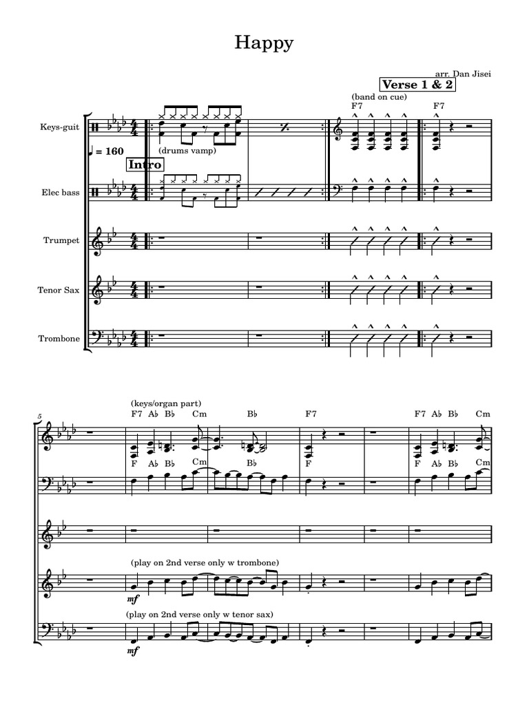 Happy (Live Version) - Score | PDF | Music Industry | Jazz