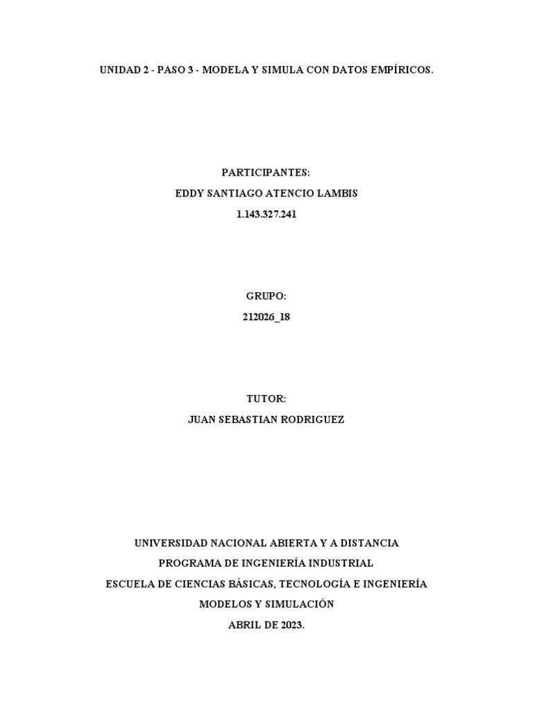 Unidad 2 Paso 3 Eddy Atencio Pdf Simulaci N Comportamiento