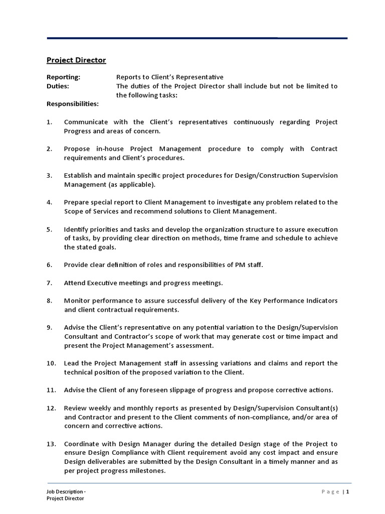 Project Director | PDF