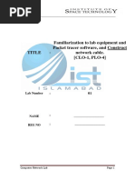 Familiarization To Lab Equipment and Packet Tracer Software, and Construct Network Cable. (CLO-1, PLO-4)