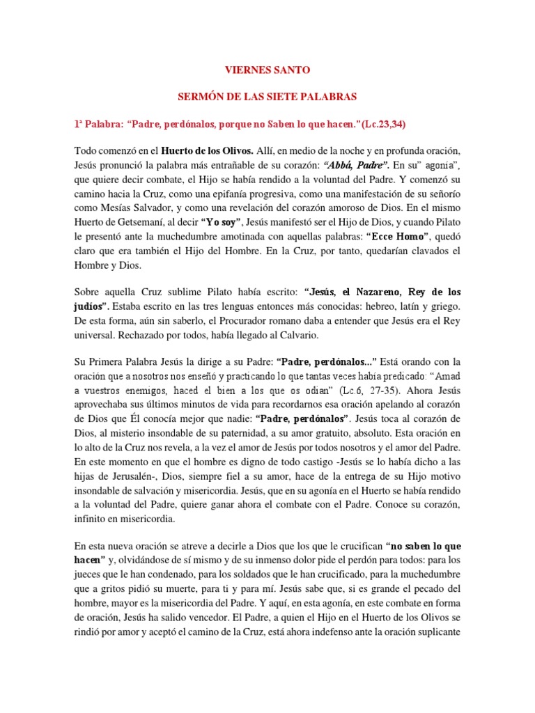 Sermón De Las 7 Palabras Pdf Jesús María Madre De Jesús