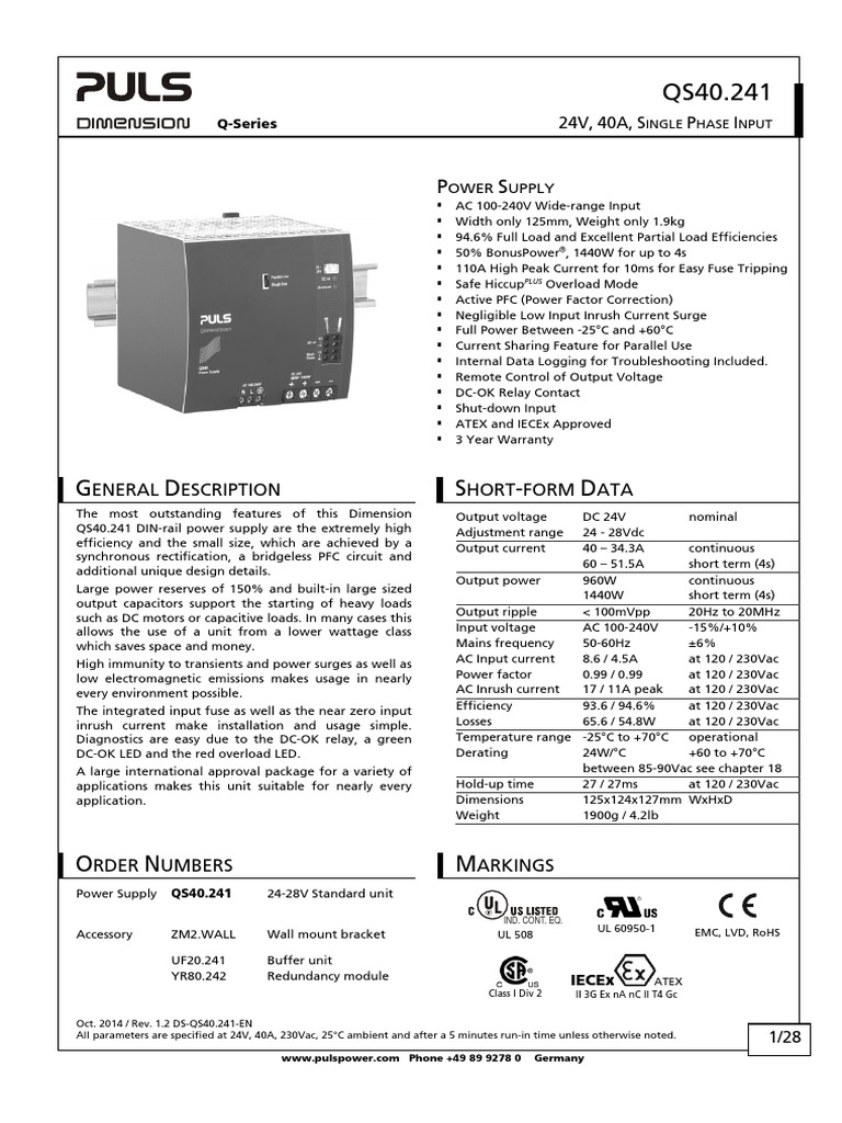 qs40 241 PDF Power Supply Mains Electricity