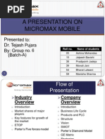 A Presentation On Micromax Mobile: Roll No. Name of Students