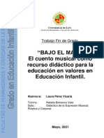 "Bajo El Mar". El Cuento Musical Como Recurso Didáctico para La Educación en Valores en Educación Infantil