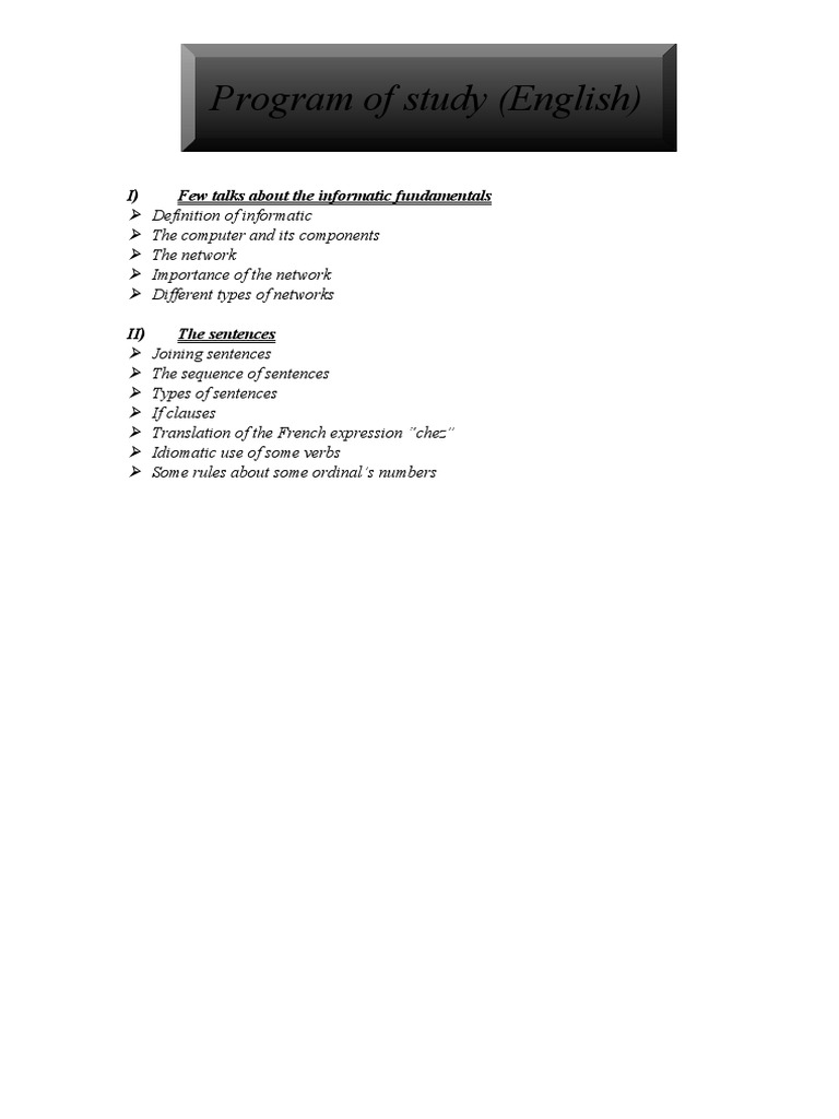 ANGLAIS PDF Computer Network Sentence (Linguistics)