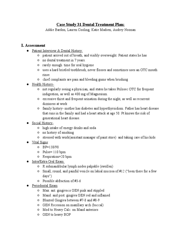 Dental Treatment Plan | PDF