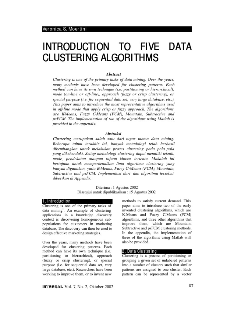 Introduction To Five Data Clustering | PDF | Cluster Analysis | Areas ...