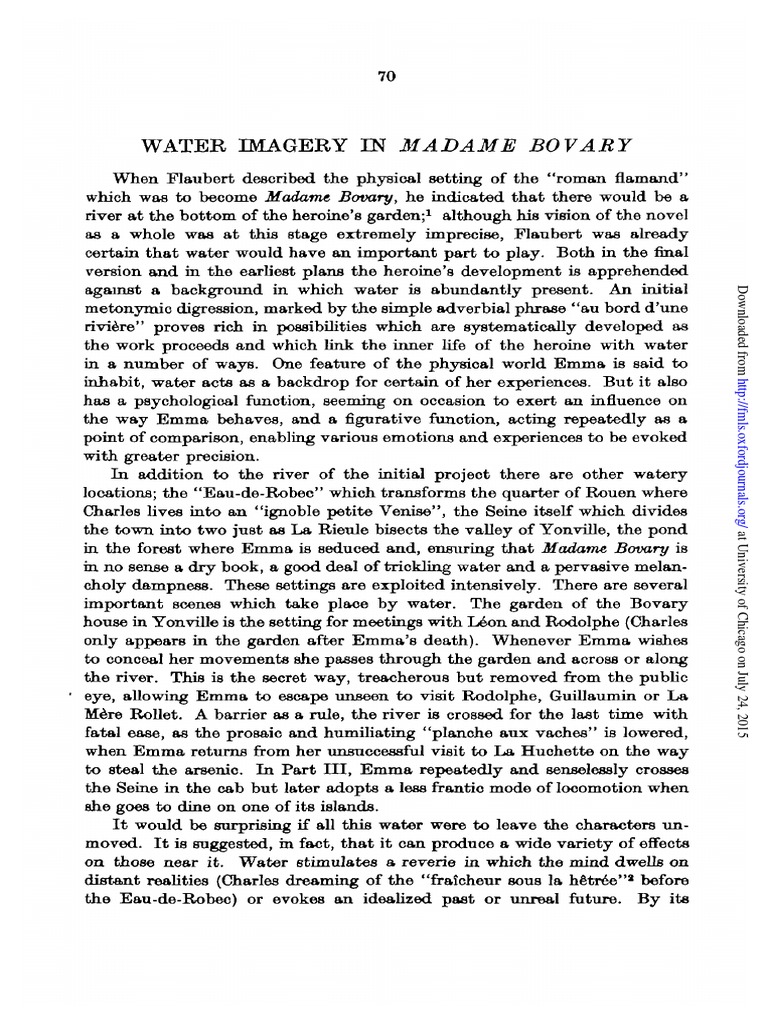 Water Imagery in Ma Dame Bo Vary PDF Madame Bovary