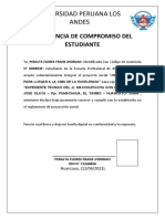 Universidad Peruana Los Andes: Constancia de Compromiso Del Estudiante