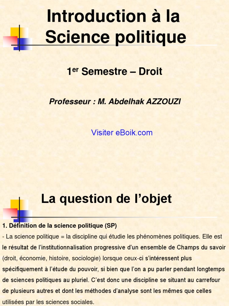 Introduction à la science politique S1 | PDF | Science | Sociologie