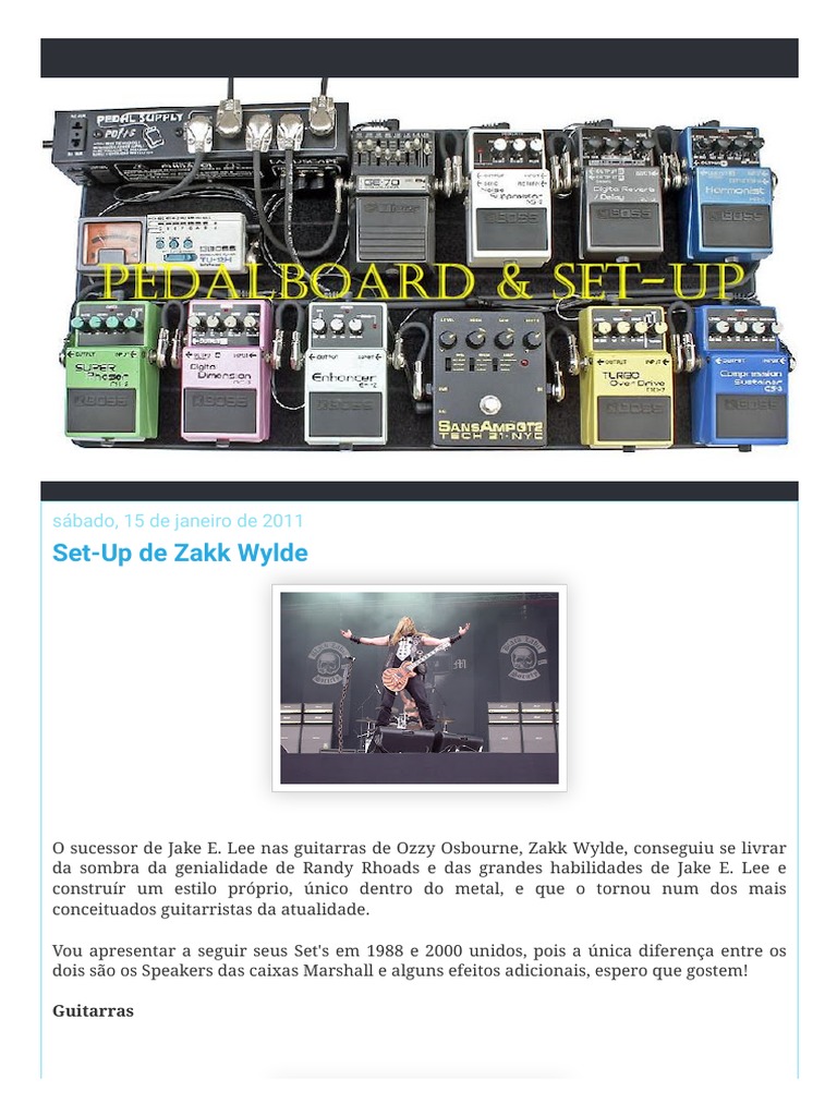 Pedalboard e SetUp SetUp de Zakk Wylde PDF Instrumentos da