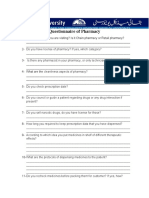 Questionnaire of Pharmacy