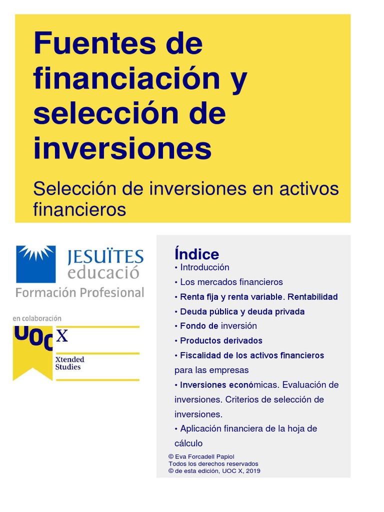 Fuentes de Financiacion y Seleccion de Inversiones | PDF | Renta Fija ...