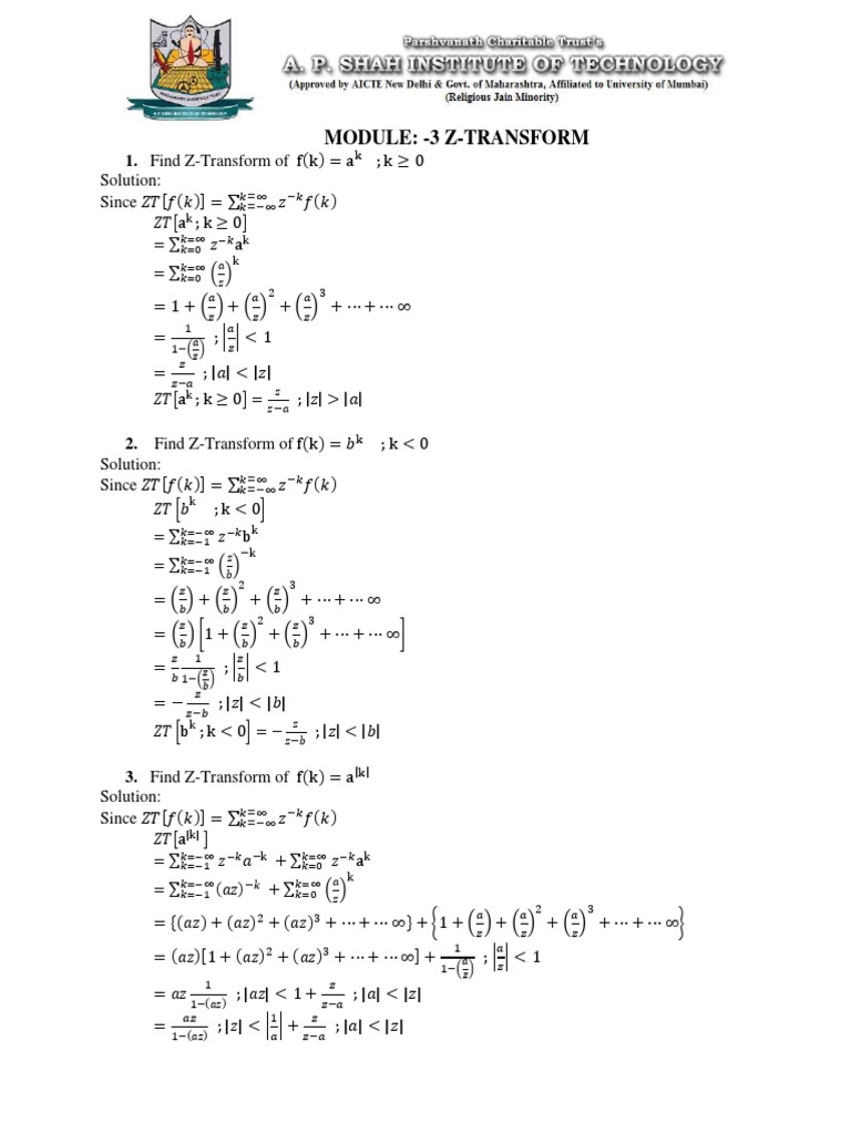 Module: - 3 Z-Transform | PDF | Analysis | Numerical Analysis