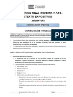 Evaluación Final Escrito Y Oral (Texto Expositivo) : Consigna de Trabajo