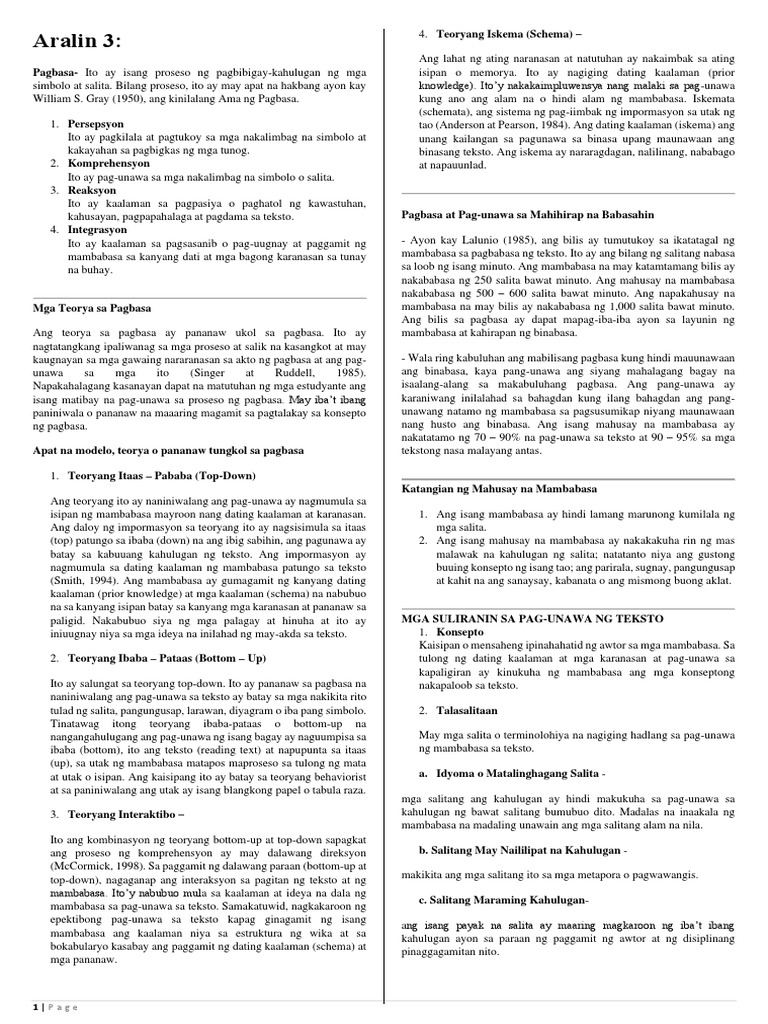 Aralin 3 and 4 | PDF