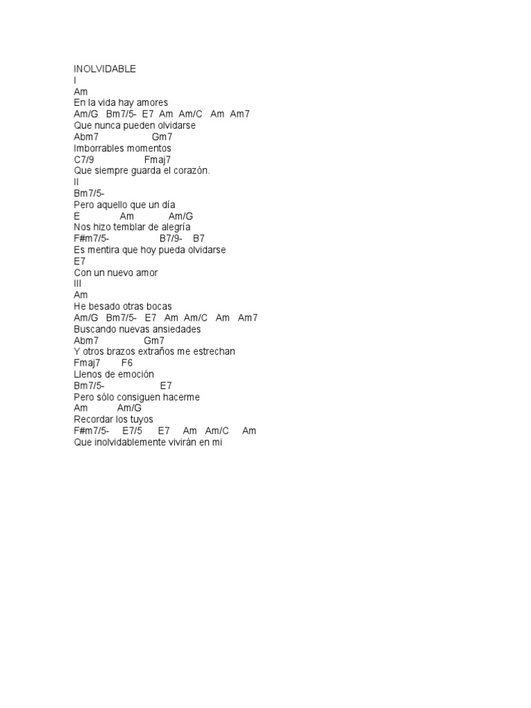 Acordes y letras de 